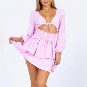 Princess Polly Women’s Noel Tiered Mini Dress / Size 6 / Pastel Pink / Brand NWT